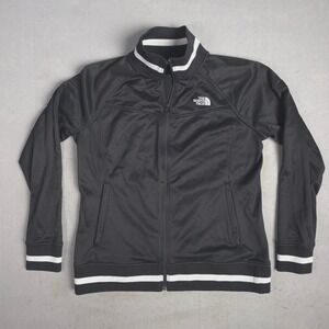 The North Face Women's XL/TG Full Zip Track Jacket Black Athletic Stripe